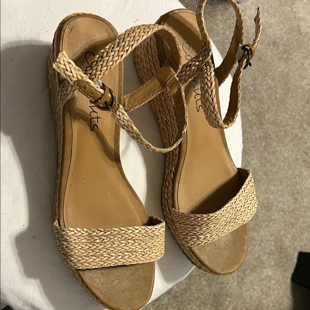 Coconuts by Matisse Braided Strap Wedge Sandals in Natural Tan - Picture 4 of 11